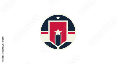 Retro sports emblem design with stars and stripes in red, white, and blue Free Download Retro sports emblem design with stars and stripes in red, white, and blue - GFXLoad