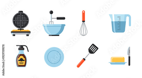 Colorful kitchen tools and utensils set for cooking enthusiasts