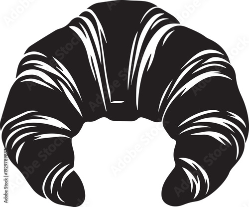 French Butter Croissant Silhouettes with Layered Ridges for Bakery Branding