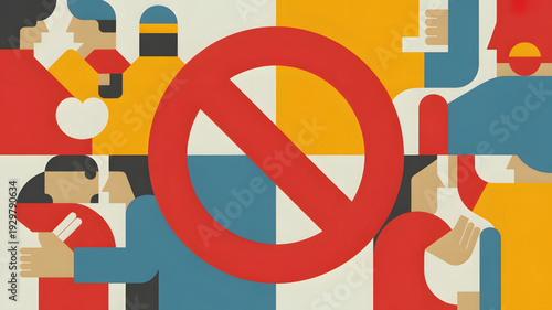 Protesters against a ban sign.