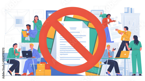 No Policy Office Workers Prohibition Sign.