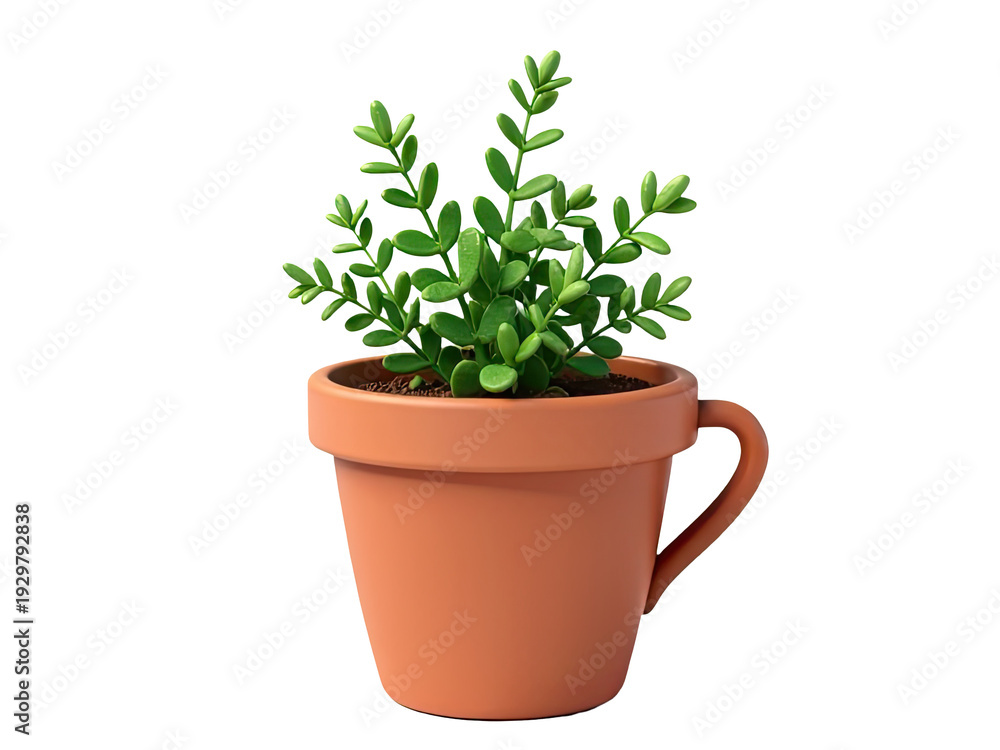 Obraz premium A small potted plant containing fresh green leaves, ideal for decorating spaces