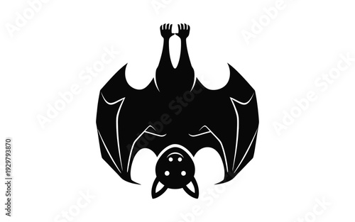 A black silhouette of a bat in flight