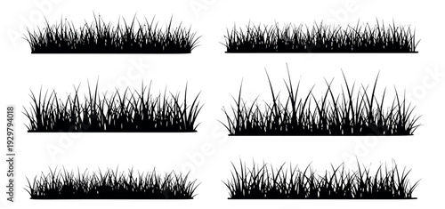 Graphic grass set featuring various natural plant silhouettes for nature designs