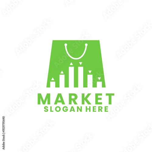 Market Growth Shopping Bag Icon Logo Design