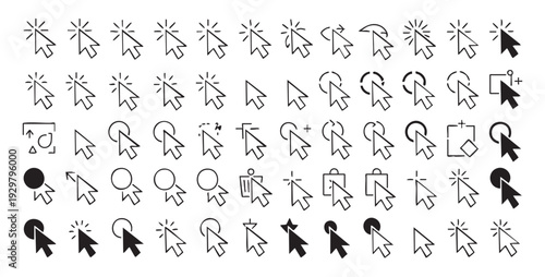 Comprehensive cursor icon collection for digital interfaces and software
