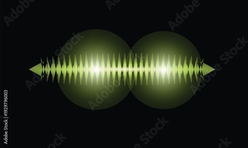 Mesmerizing light effect with glowing sound wave pattern on black background