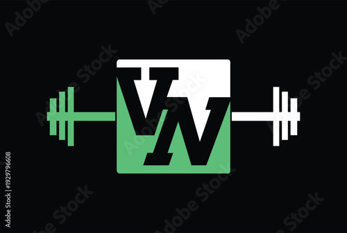 VN OR NV Square Fitness Gym logo vector for Fitness industry