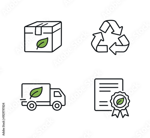Sustainable packaging and eco-friendly product lifecycle in consumer goods industries, showcasing recyclable materials, reduced waste design, supply