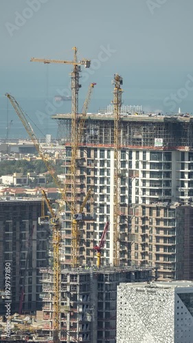timelapse of construction of a new skyscaper in dubai vertical