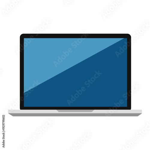 Modern laptop computer with a sleek design and a vibrant blue screen display