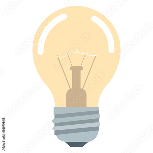 Simple illustration of a classic incandescent light bulb with a glowing filament and screw base