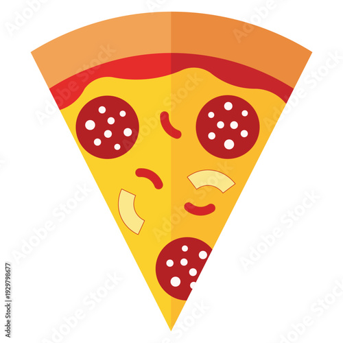 Flat design slice of pepperoni pizza with cheese and sauce illustration