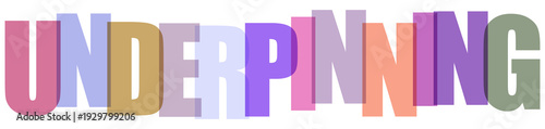Multicolored Underpinning Text on Transparent White Background