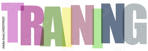 Multicolored Training Text on Transparent White Background