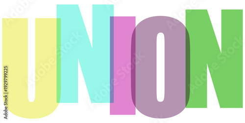 Multicolored Union Text on Transparent White Background