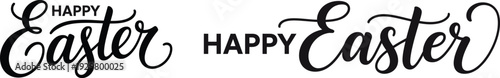 Two Black Calligraphic 'Happy Easter' Hand Lettering Vector Greetings