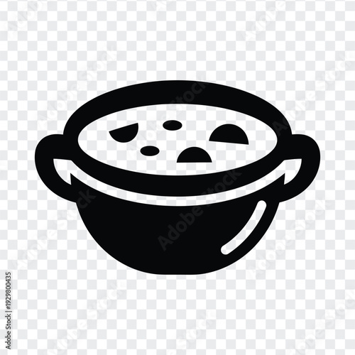 Black and white illustration of a bowl of food