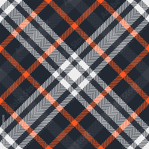 Refresh texture seamless pattern, checks textile background fabric. Linen plaid tartan check vector in dark and white colors.