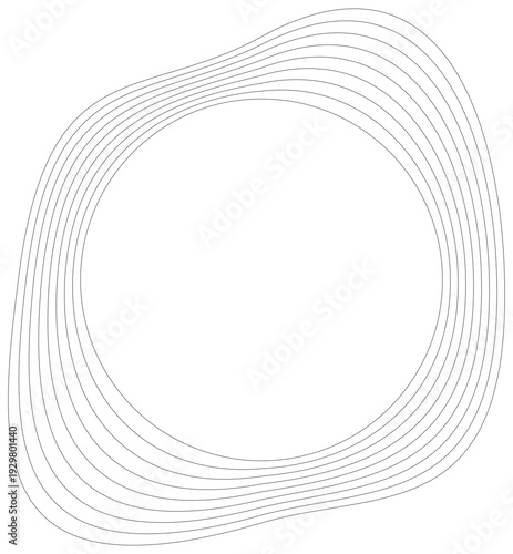 Round wave frames, circular lines pattern, radial curvy shapes, geometric concentric design. Vector illustration. Transparent background SVG version.