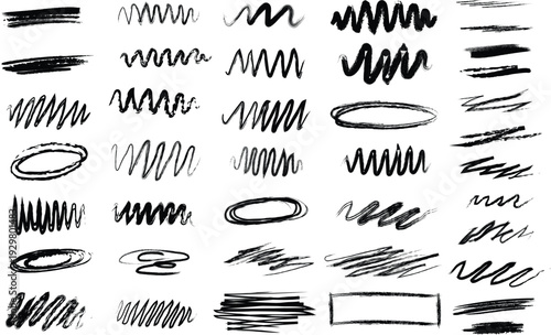 Collection of various hand drawn lines and strokes