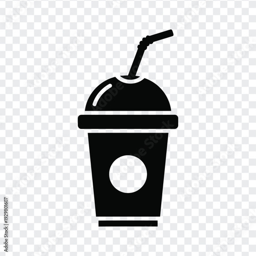 Black silhouette of a cold drink cup with straw