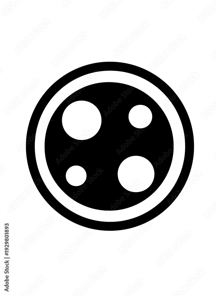 Fototapeta premium Abstract circular moon phase icon with crater details in bold black and white vector style