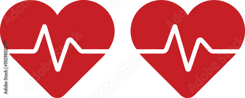 Two hearts with electrocardiogram lines symbolizing love and health Vector