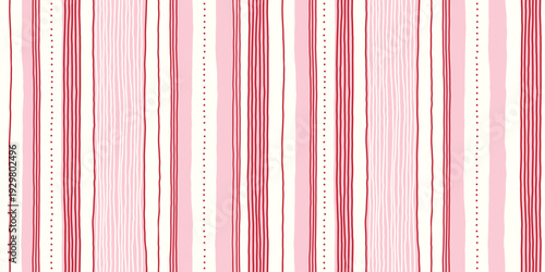 Pink stripes vector pattern, cute hand drawn girly lines fabric print