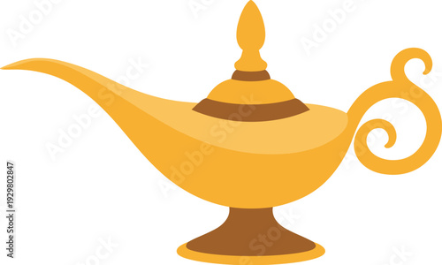 Golden Aladdin Genie Lamp with Brown Accents magic lamp