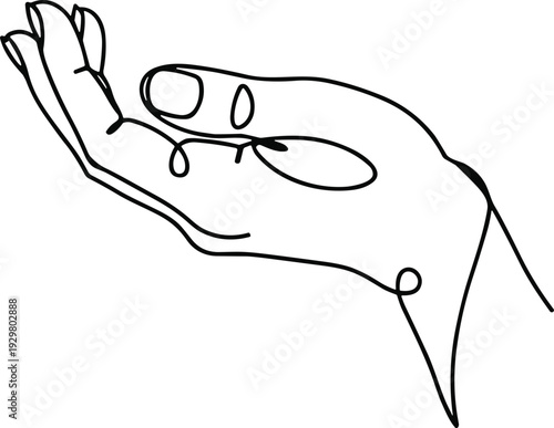 Minimalist Line Art Open Hand gesture palm