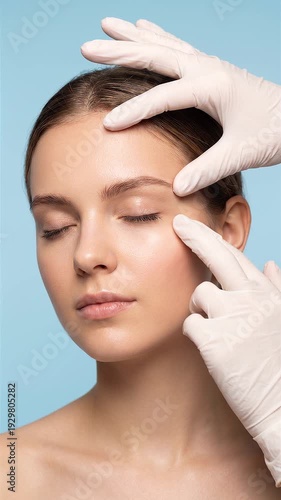 Plastic Surgery Concept Blepharoplasty Doctor Examining Female Under Eye Area Cosmetic Surgery Consultation
