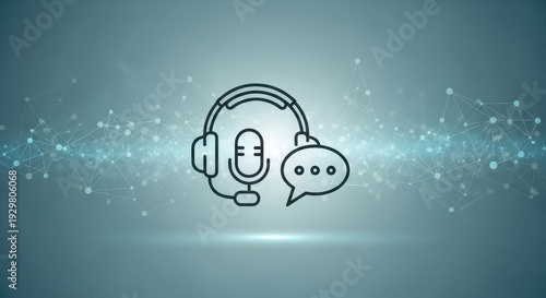 Customer Support Headset and Chat Bubble Icon.