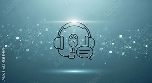 Customer Support Headset Icon with Speech Bubble.