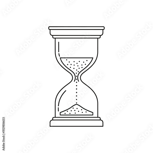 Simple outline of an hourglass showing the passage of time and deadlines.
