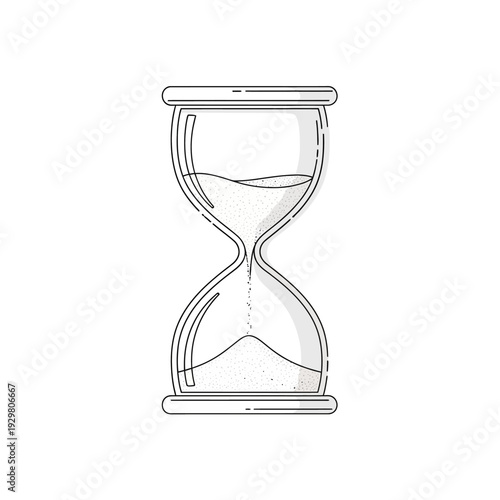 Simple illustration of an hourglass showing the passage of time in a linear fashion.