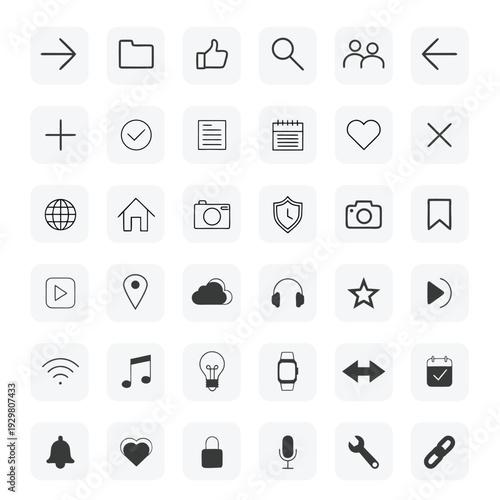 36 Icon set of vector file management and editable line icons for documents. Vector