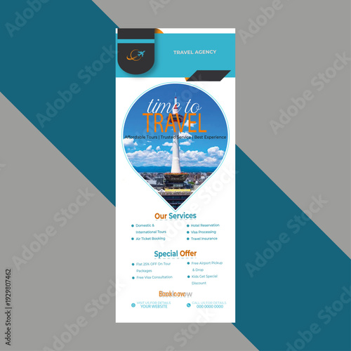 Corporate roll-up banner design template for business promotion and advertising.