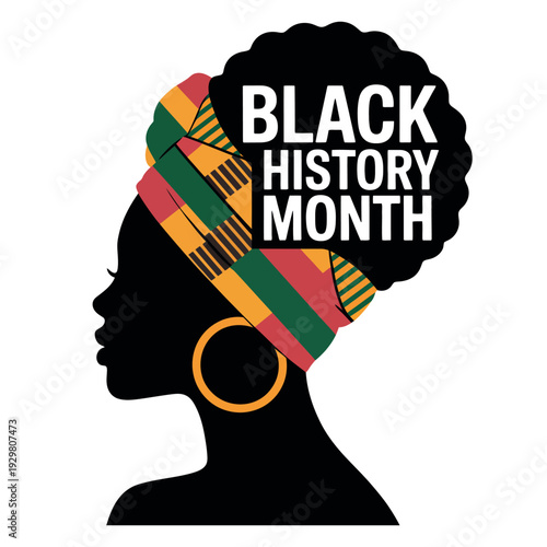 A Black History Month graphic with a woman's silhouette