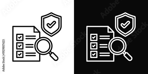 Quality Assurance Icon In Black And White Filled Style.