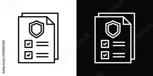 Compliance Check Icon In Black And White Filled Style.