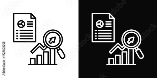 Operations Analysis Icon In Black And White Filled Style.