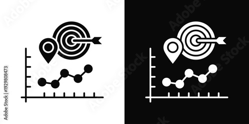 Performance Tracking Icon In Black And White Filled Style.