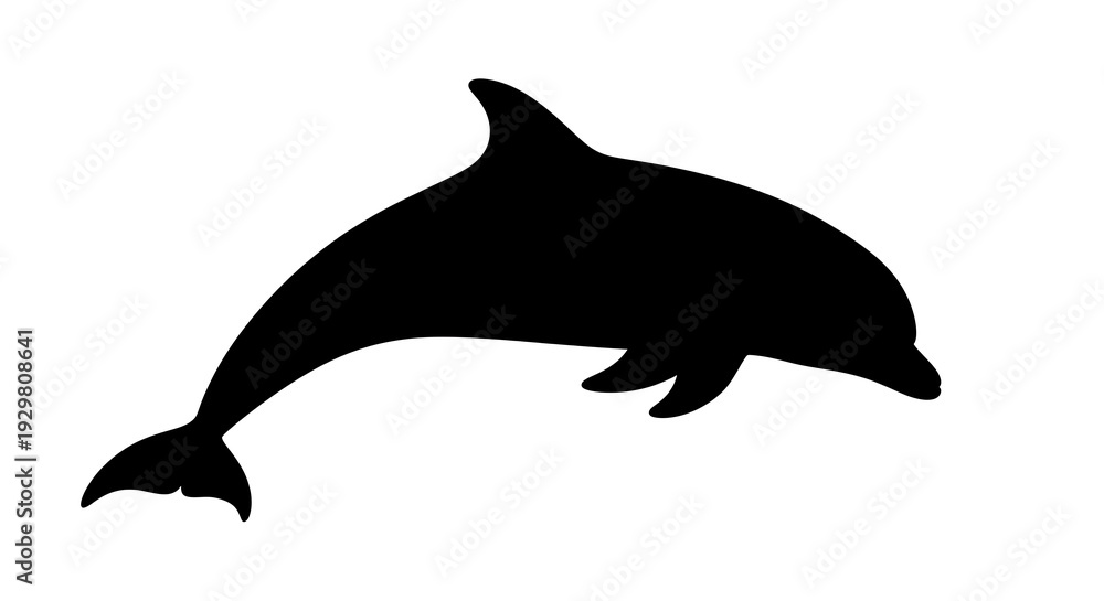 Fototapeta premium Black silhouette of a dolphin swimming.
