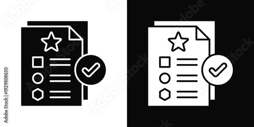Process Standardization Icon In Black And White Filled Style.