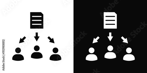 Task Distribution Icon In Black And White Filled Style.