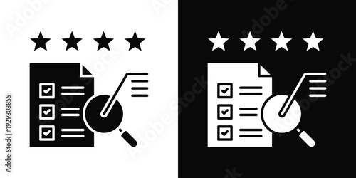 Process Evaluation Icon In Black And White Filled Style.