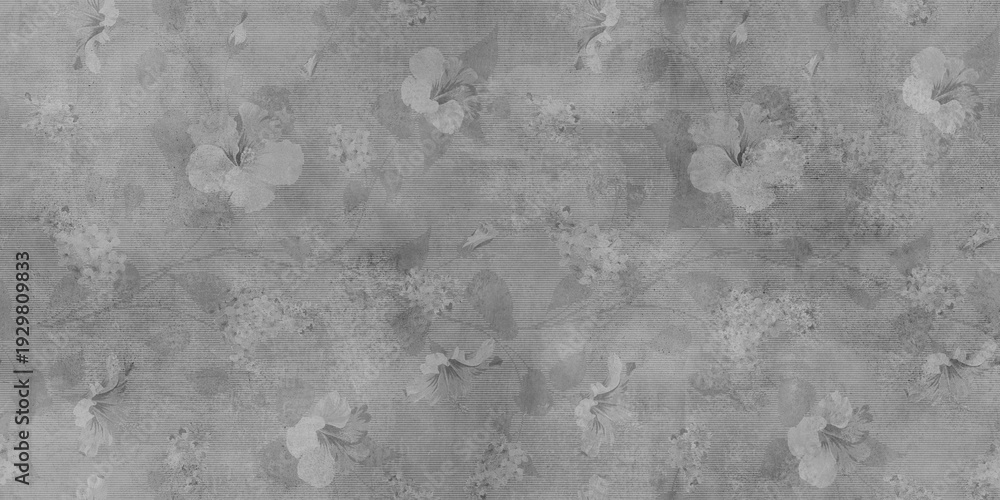 Obraz premium Flowers on the old white wall background, digital wall tiles or wallpaper design