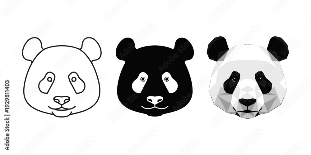 Fototapeta premium Panda Head Styles Collection