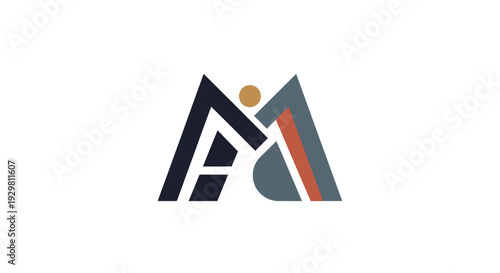 Modern geometric logo design with abstract shapes and vibrant colors, symbolizing innovation and creativity in a professional setting